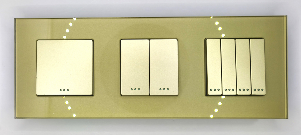 Intrerupator mecanic 3 doze configurabil cu rama de sticla (simplu, dublu, triplu, cap scara, dimabil, etc.) [2]