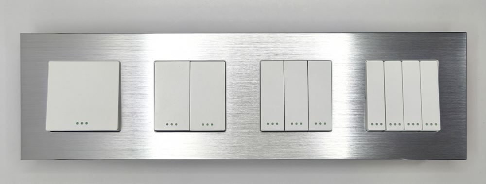 Intrerupator mecanic 4 doze configurabil cu rama de aluminiu (simplu, dublu, triplu, cvadruplu, cap/scara, cruce) [2]