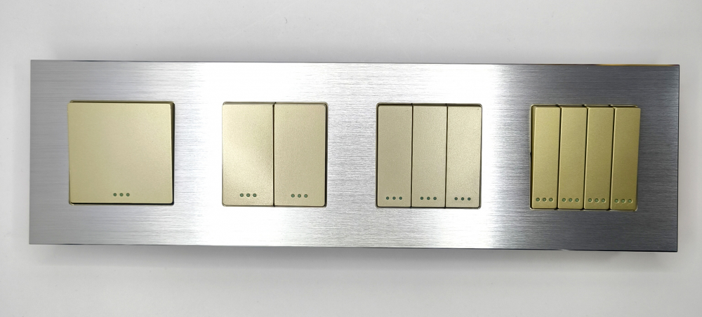 Intrerupator mecanic 4 doze configurabil cu rama de aluminiu (simplu, dublu, triplu, cvadruplu, cap/scara, cruce) [8]