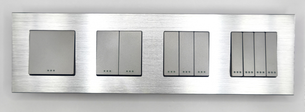 Intrerupator mecanic 4 doze configurabil cu rama de aluminiu (simplu, dublu, triplu, cvadruplu, cap/scara, cruce) [4]