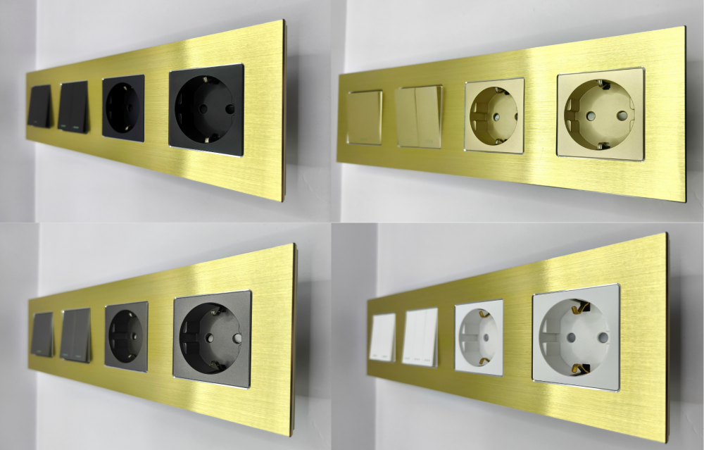 Intrerupator mecanic 4 doze configurabil cu rama de aluminiu (simplu, dublu, triplu, cvadruplu, cap/scara, cruce) [3]