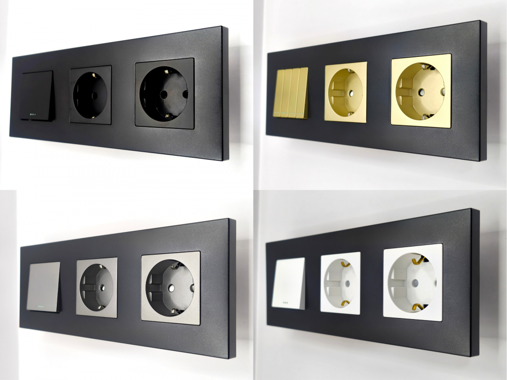 Intrerupator mecanic + priza 3 doze configurabil cu rama de plastic (simplu, cap scar/cruce, priza cu wifi, etc) [3]