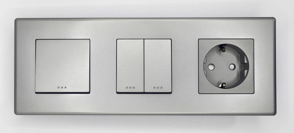 Intrerupator mecanic + priza 3 doze configurabil cu rama de plastic (simplu, cap scar/cruce, priza cu wifi, etc) [2]