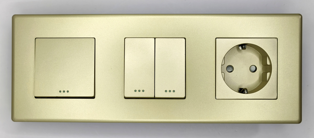 Intrerupator mecanic + priza 3 doze configurabil cu rama de plastic (simplu, cap scar/cruce, priza cu wifi, etc) [2]