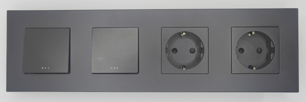 Intrerupator mecanic + priza 4 doze configurabil cu rama de plastic (simplu, cap scar/cruce, priza cu wifi, etc). [2]