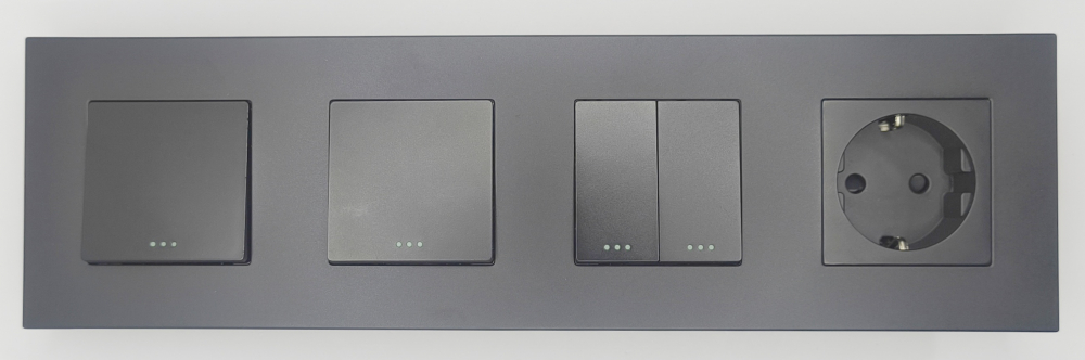 Intrerupator mecanic + priza 4 doze configurabil cu rama de plastic (simplu, cap scar/cruce, priza cu wifi, etc) [2]