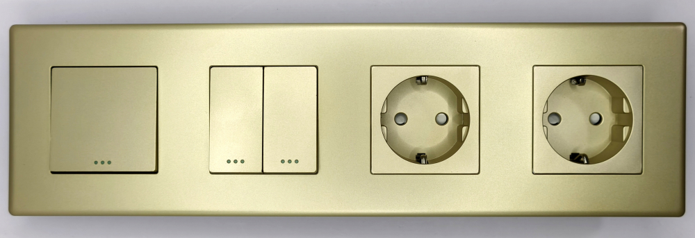 Intrerupator mecanic + priza 4 doze configurabil cu rama de plastic (simplu, cap scar/cruce, priza cu wifi, etc). [2]