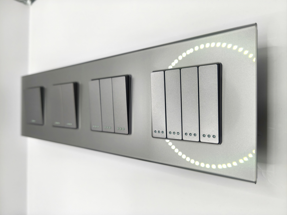 Intrerupator mecanic + priza 4 doze configurabil cu rama de sticla (simple, cap scar/cruce, prize cu wifi, etc) [1]