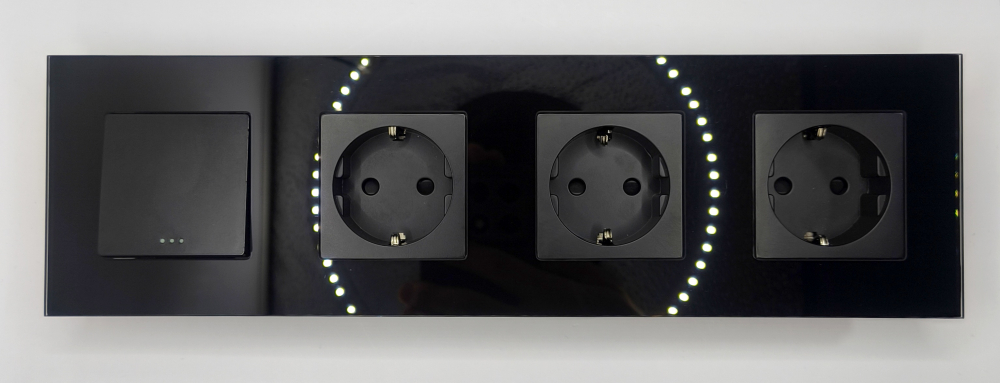 Intrerupator mecanic + priza 4 doze configurabil cu rama de sticla (simple, cap scar/cruce, prize cu wifi, etc), [2]