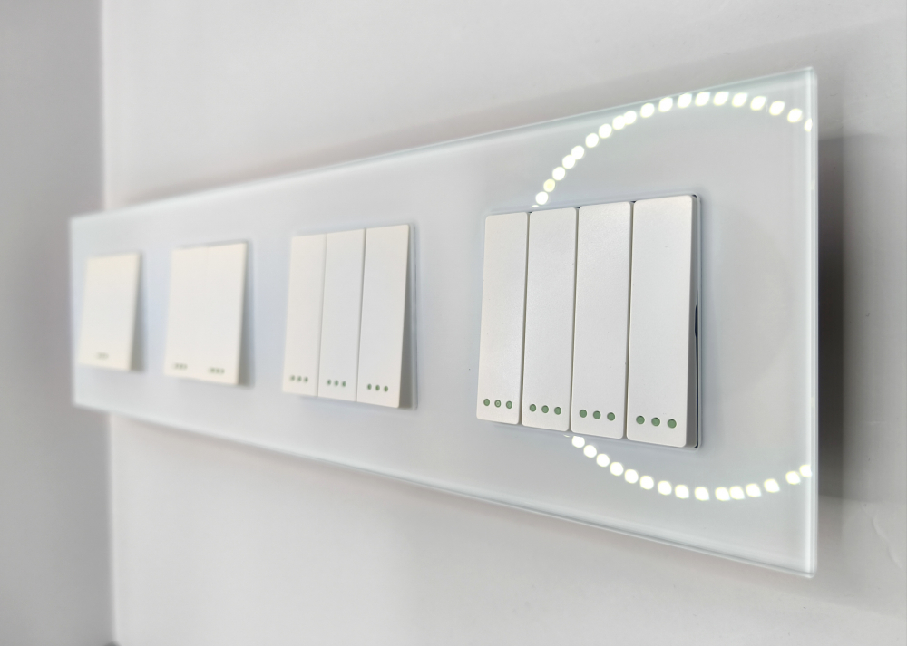 Intrerupator mecanic + priza 4 doze configurabil cu rama de sticla (simple, cap scar/cruce, prize cu wifi, etc) [1]