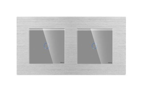 Intrerupator tactil 2 doze configurabil cu rama de aluminiu (simplu, dublu, triplu, cap scara, dimabil, etc.) [2]