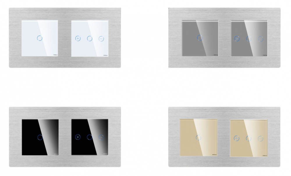 Intrerupator tactil 3 doze configurabil cu rama de aluminiu (simplu, dublu, triplu, cap scara, dimabil, etc.) [3]
