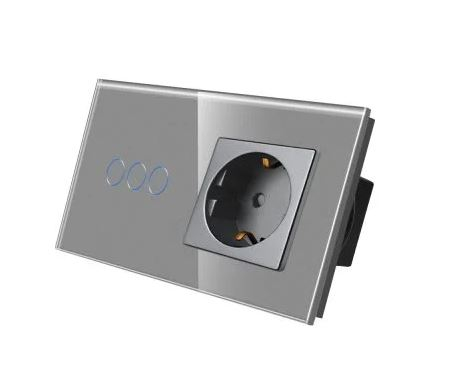 Intrerupator tactil + priza 2 doze configurabil (simplu, dublu, cap scara, draperie, priza USB, etc) [5]
