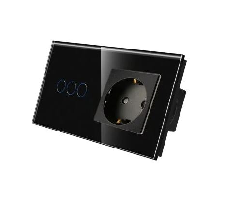Intrerupator tactil + priza 2 doze configurabil (simplu, dublu, cap scara, draperie, priza USB, etc) [5]