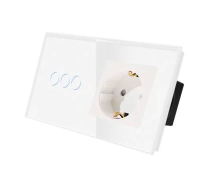 Intrerupator tactil + priza 2 doze configurabil (simplu, dublu, cap scara, draperie, priza USB, etc) [5]