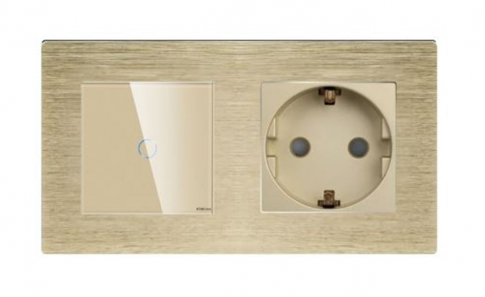 Intrerupator tactil + priza 2 doze configurabil cu rama de aluminiu (simple, cap scar/cruce, prize cu wifi, etc). [2]