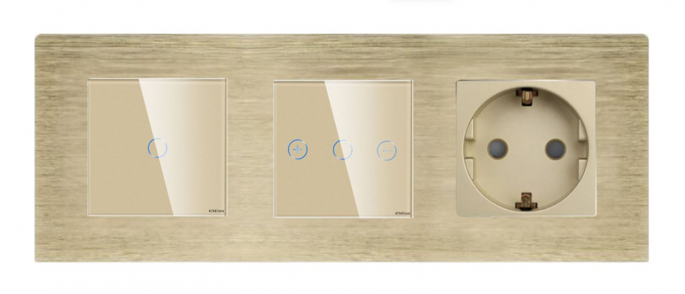 Intrerupator tactil + priza 3 doze configurabil cu rama de aluminiu (simple, cap scar/cruce, prize cu wifi, etc). [1]