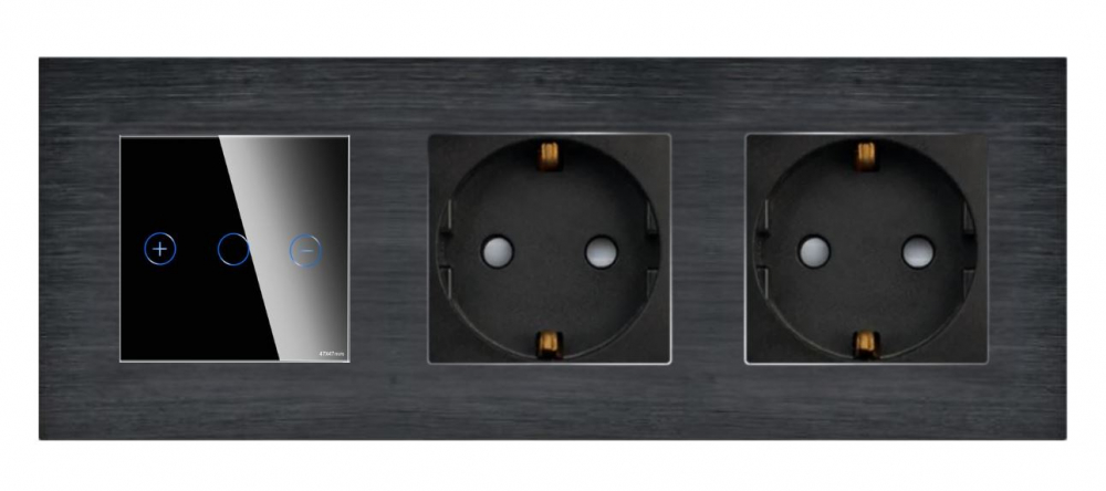 Intrerupator tactil + priza 3 doze configurabil cu rama de aluminiu (simple, cap scar/cruce, prize cu wifi, etc). [3]