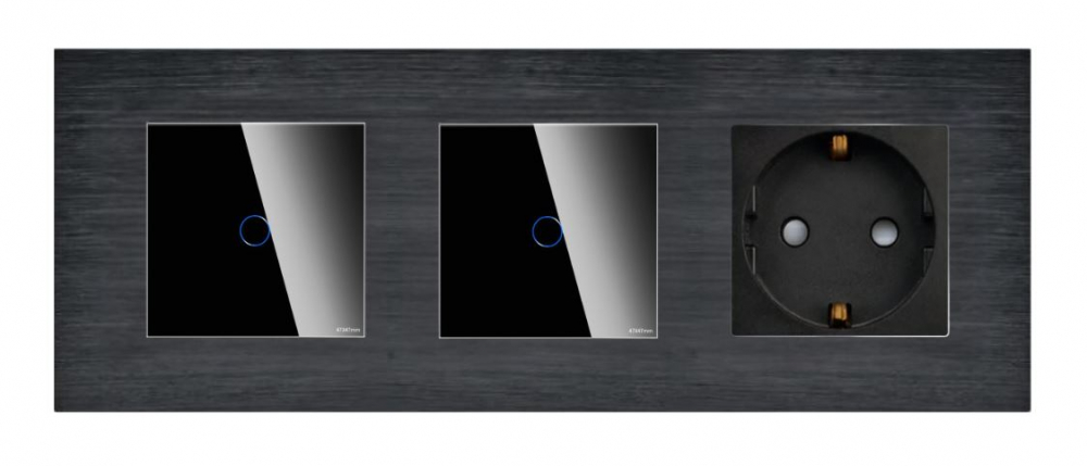 Intrerupator tactil + priza 3 doze configurabil cu rama de aluminiu (simple, cap scar/cruce, prize cu wifi, etc). [2]