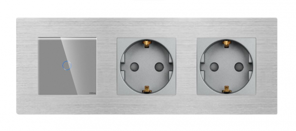 Intrerupator tactil + priza 3 doze configurabil cu rama de aluminiu (simple, cap scar/cruce, prize cu wifi, etc). [3]