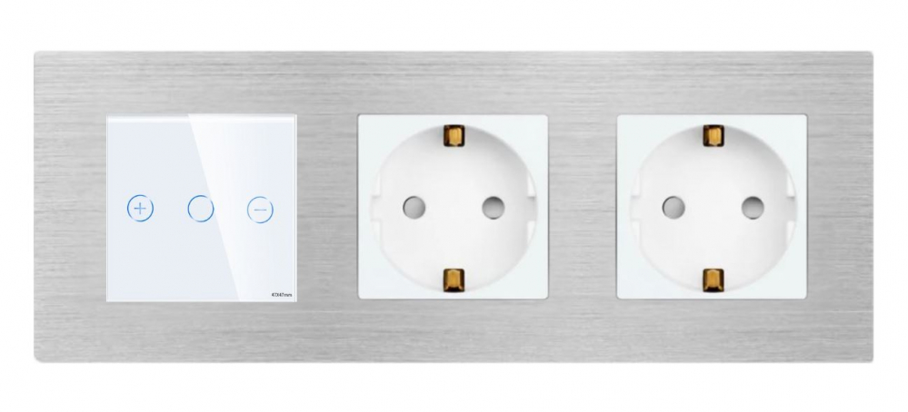 Intrerupator tactil + priza 3 doze configurabil cu rama de aluminiu (simple, cap scar/cruce, prize cu wifi, etc). [2]