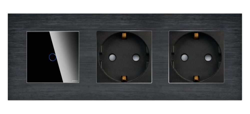 Intrerupator tactil + priza 3 doze configurabil cu rama de aluminiu (simple, cap scar/cruce, prize cu wifi, etc). [2]