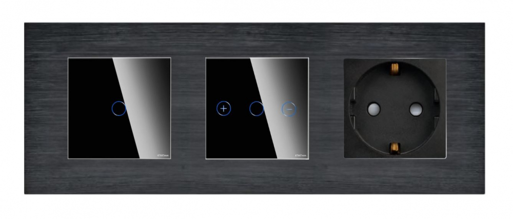 Intrerupator tactil + priza 3 doze configurabil cu rama de aluminiu (simple, cap scar/cruce, prize cu wifi, etc). [3]