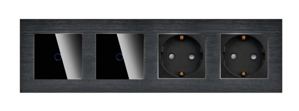 Intrerupator tactil + priza 4 doze configurabil cu rama de aluminiu (simple, cap scar/cruce, prize cu wifi, etc). [2]