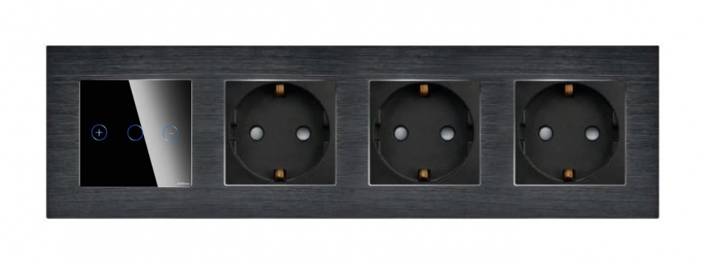 Intrerupator tactil + priza 4 doze configurabil cu rama de aluminiu (simple, cap scar/cruce, prize cu wifi, etc). [3]