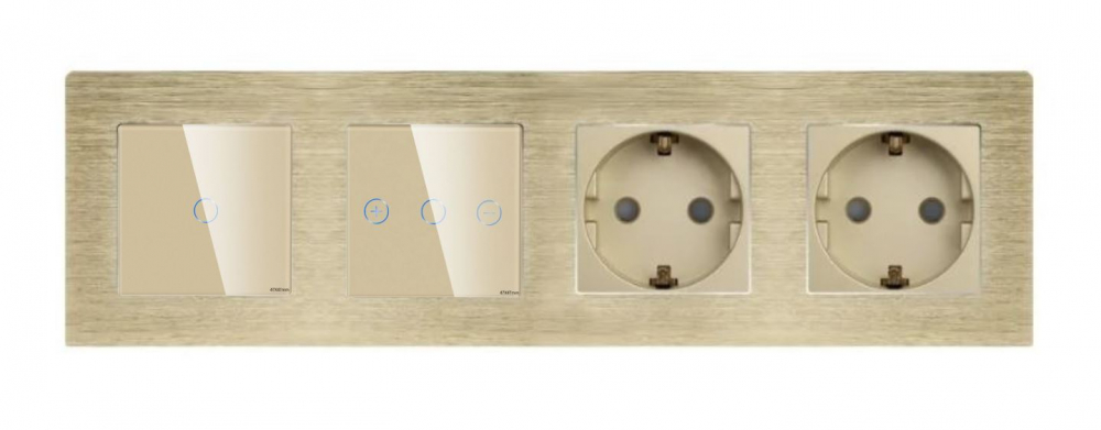Intrerupator tactil + priza 4 doze configurabil cu rama de aluminiu (simple, cap scar/cruce, prize cu wifi, etc). [1]