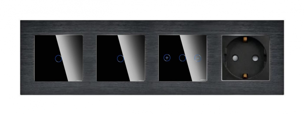 Intrerupator tactil + priza 4 doze configurabil cu rama de aluminiu (simple, cap scar/cruce, prize cu wifi, etc). [3]