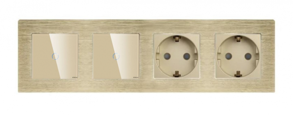 Intrerupator tactil + priza 4 doze configurabil cu rama de aluminiu (simple, cap scar/cruce, prize cu wifi, etc). [2]