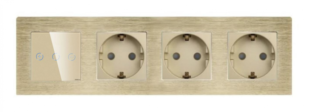 Intrerupator tactil + priza 4 doze configurabil cu rama de aluminiu (simple, cap scar/cruce, prize cu wifi, etc). [2]