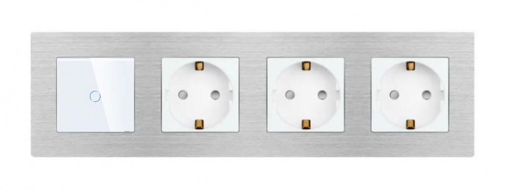 Intrerupator tactil + priza 4 doze configurabil cu rama de aluminiu (simple, cap scar/cruce, prize cu wifi, etc). [1]