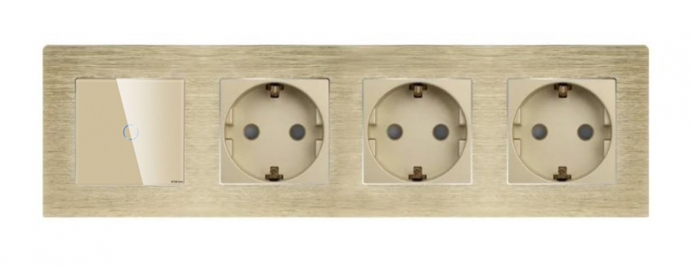 Intrerupator tactil + priza 4 doze configurabil cu rama de aluminiu (simple, cap scar/cruce, prize cu wifi, etc). [1]