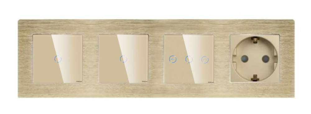 Intrerupator tactil + priza 4 doze configurabil cu rama de aluminiu (simple, cap scar/cruce, prize cu wifi, etc). [1]