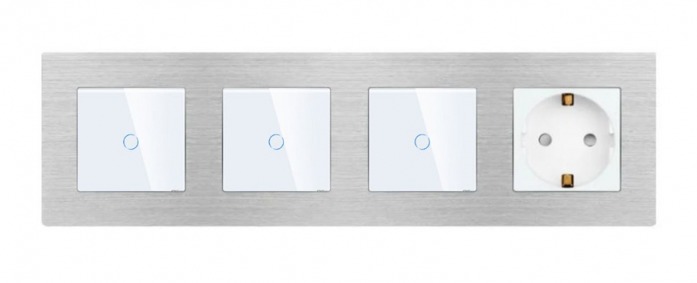 Intrerupator tactil + priza 4 doze configurabil cu rama de aluminiu (simple, cap scar/cruce, prize cu wifi, etc). [2]