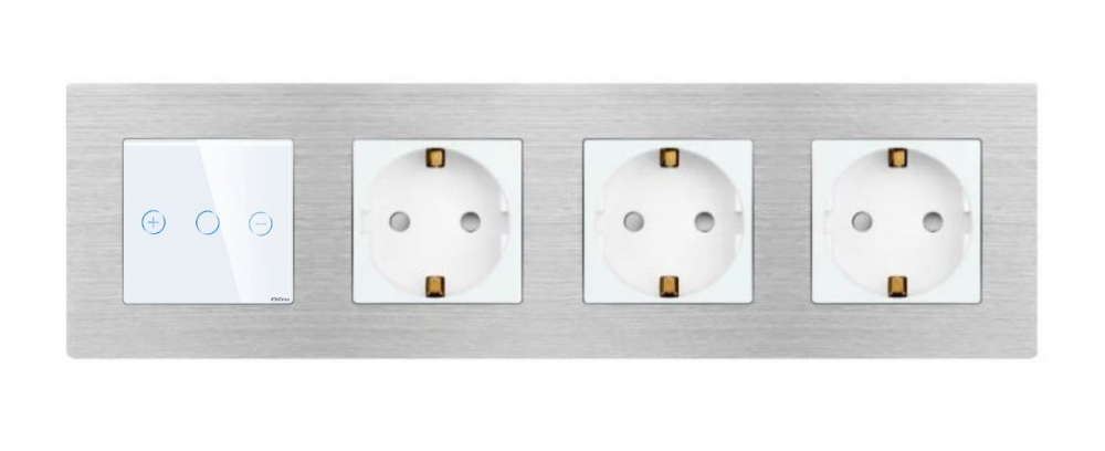 Intrerupator tactil + priza 4 doze configurabil cu rama de aluminiu (simple, cap scar/cruce, prize cu wifi, etc). [2]