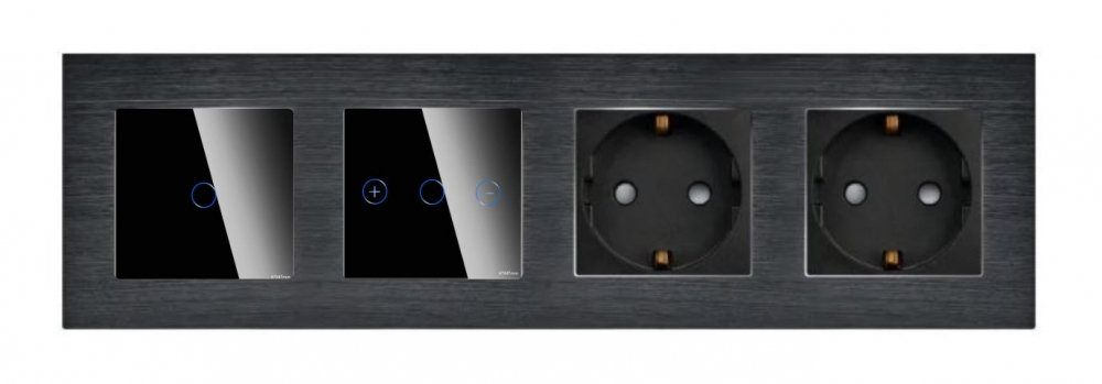 Intrerupator tactil + priza 4 doze configurabil cu rama de aluminiu (simple, cap scar/cruce, prize cu wifi, etc). [3]