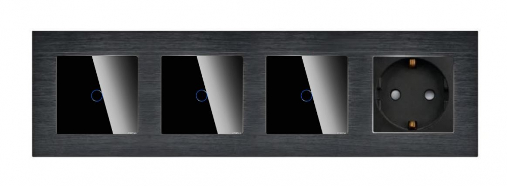 Intrerupator tactil + priza 4 doze configurabil cu rama de aluminiu (simple, cap scar/cruce, prize cu wifi, etc). [2]