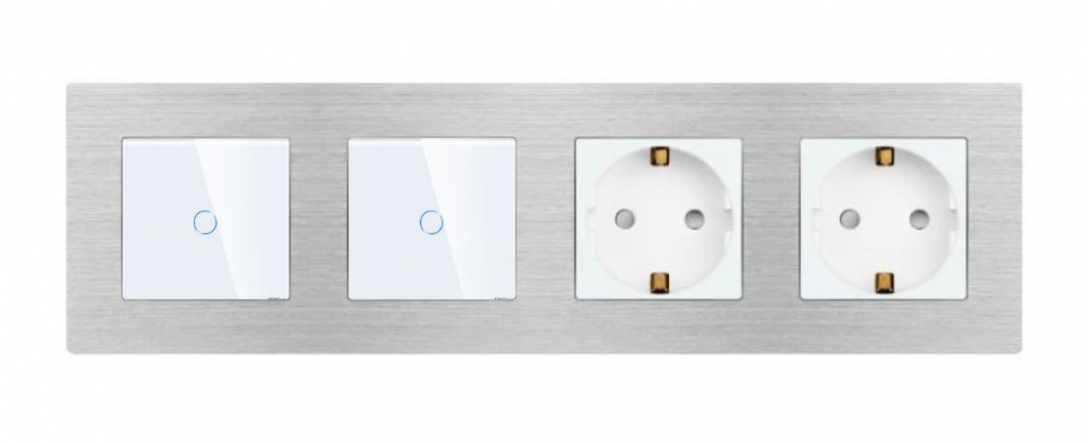 Intrerupator tactil + priza 4 doze configurabil cu rama de aluminiu (simple, cap scar/cruce, prize cu wifi, etc). [2]