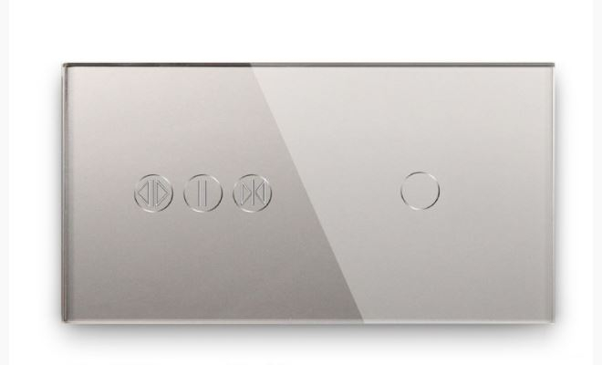Panou Intrerupator tactil 2 doze configurabil (simplu, dublu, draperie, sonerie, etc.) DOAR PANOUL DE STICLA!!! FARA MODULE!!! [6]