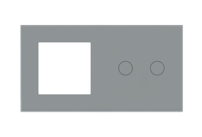 Panou Intrerupator priza + intrerupator 2 doze configurabil (simplu, dublu, draperie, etc. ) DOAR PANOUL DE STICLA!!! FARA MODULE!!! [2]