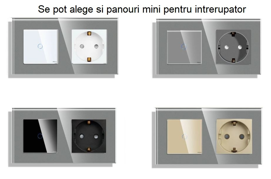 Panou Intrerupator tactil 2 doze configurabil (simplu, dublu, draperie, sonerie, etc.) DOAR PANOUL DE STICLA!!! FARA MODULE!!! [5]
