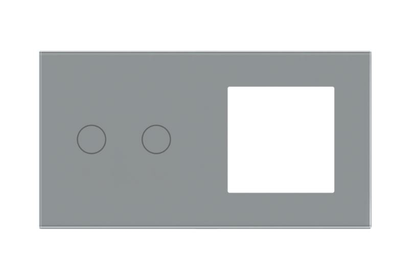 Panou Intrerupator tactil + priza 2 doze configurabil (simplu, dublu, draperie, etc. ) DOAR PANOUL DE STICLA!!! FARA MODULE!!! [2]
