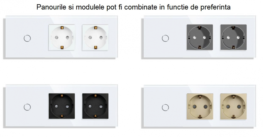 Panou Intrerupator tactil + priza 3 doze configurabil (simplu, dublu, draperie, etc.)  DOAR PANOUL DE STICLA!!! FARA MODULE!!! [5]