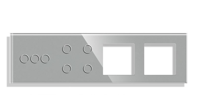 Panou Intrerupator tactil + priza 4 doze configurabil (simplu, dublu, draperie, etc.)  DOAR PANOUL DE STICLA !!!  FARA MODULE!!! [4]
