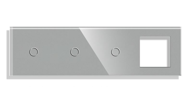 Panou Intrerupator tactil + priza 4 doze configurabil (simplu, dublu, draperie, etc. )  DOAR PANOUL DE STICLA !!!  FARA MODULE!!! [1]