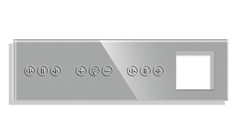 Panou Intrerupator tactil + priza 4 doze configurabil (simplu, dublu, draperie, etc. )  DOAR PANOUL DE STICLA !!!  FARA MODULE!!! [4]