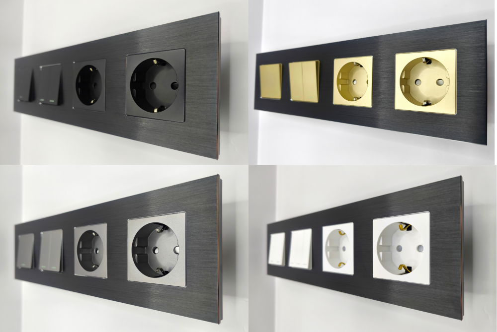 Priza configurabila 4 doze cu rama de aluminiu (simple, USB, Wifi, etc.) [3]